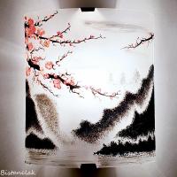 Appliques murales paysage de cerisiers du japon en fleur en format standard