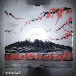 Applique murale personnalisée au décor du mont Fuji et de fleurs de cerisier