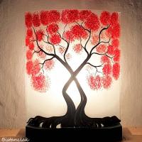 Lampe arbre au feuillage rouge